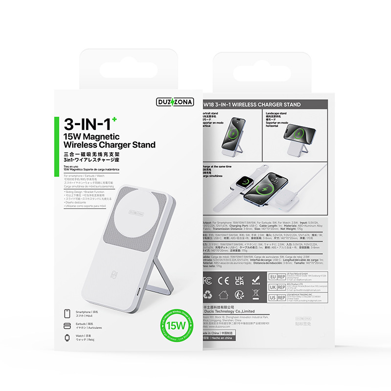 15W 3 - en - 1 deslizante cargador inalámbrico de absorción de escritorio soporte cargador inalámbrico para auriculares Apple Watch