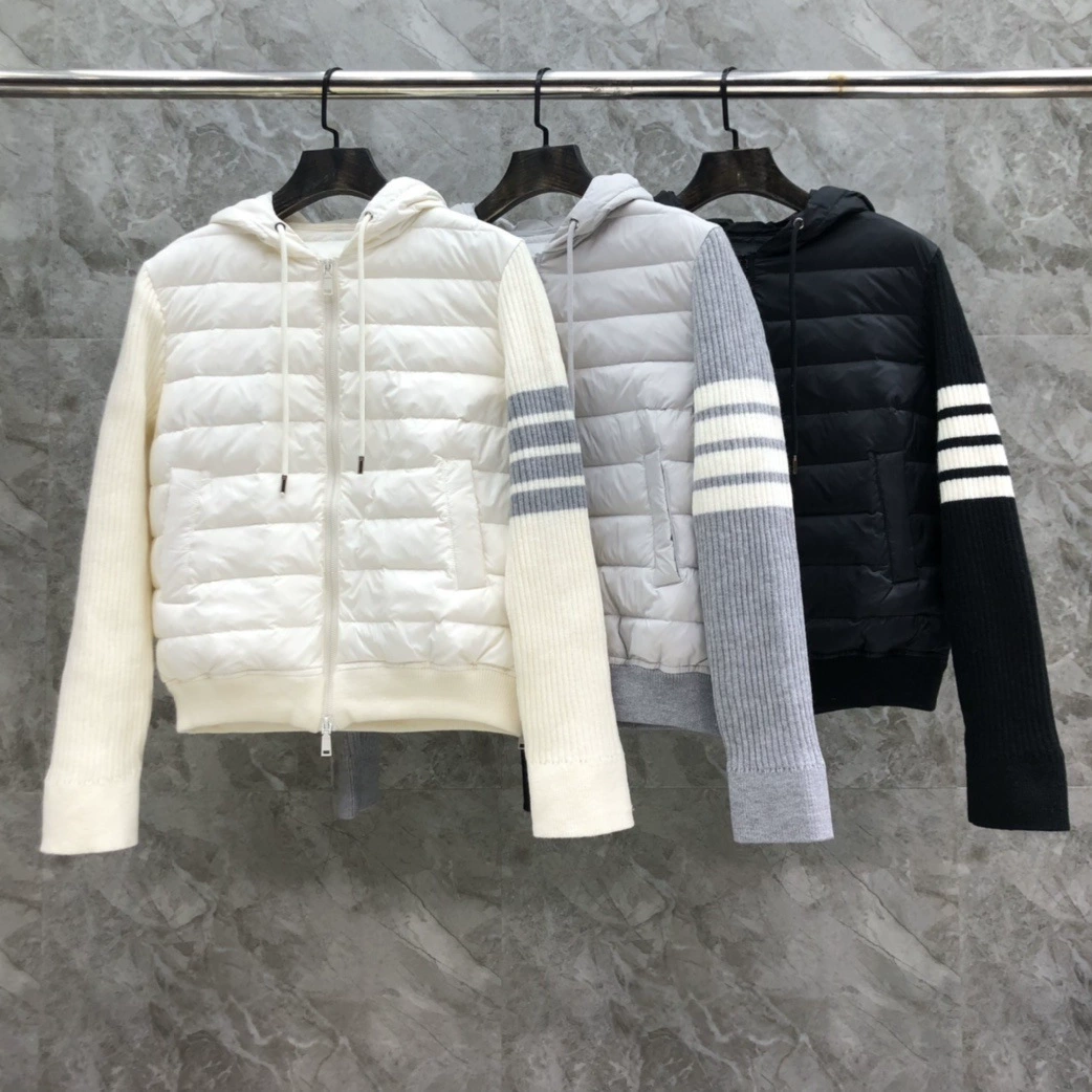 Прямые поставки от производителя TB: новая высококачественная женская пуховая куртка с капюшоном в стиле интернет-знаменитостей, с эффектом пэчворка, на основе гусиного пуха, защищающая от холода, для осени и зимы.