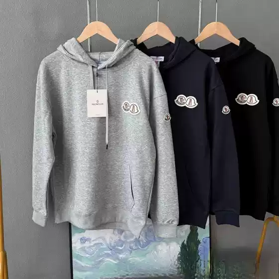 Mengjia Spring and Autumn American Embroidery Couple Casual Men's and Women's Sweatshirts Long Sleeve Loose Autumn and Winter Velvet Hooded Sports Sweatshirts