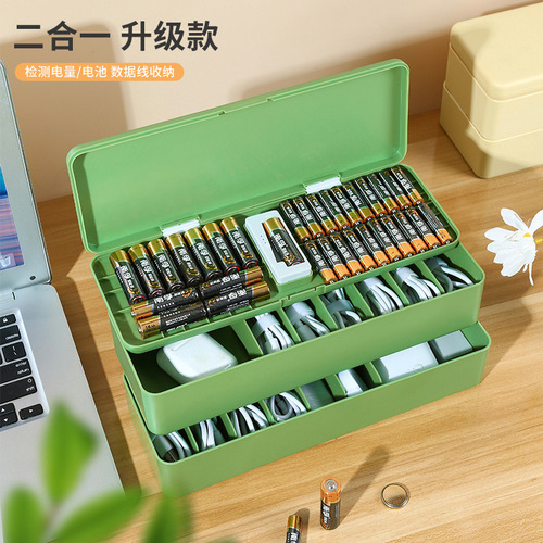 Battery organizer storage box data cable transparent box desk large capacity multi-layer dustproof box size 5 and 7 tester