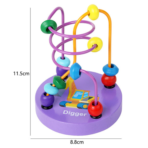 Small bead kindergarten children's enlightenment puzzle early education animal cartoon bead wooden toy manufacturer wholesale