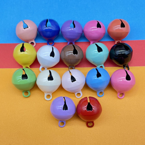 14mm Candy Color Painted One-String Bell Christmas Ornament Keychain Accessory DIY Metal Colorful Pet Accessory