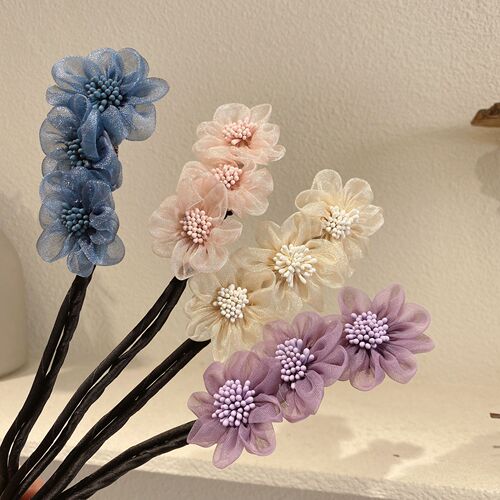 South Korea Dongdaemun Hairpin Flower Lace Concave Shape Hair Accessory Ball Head