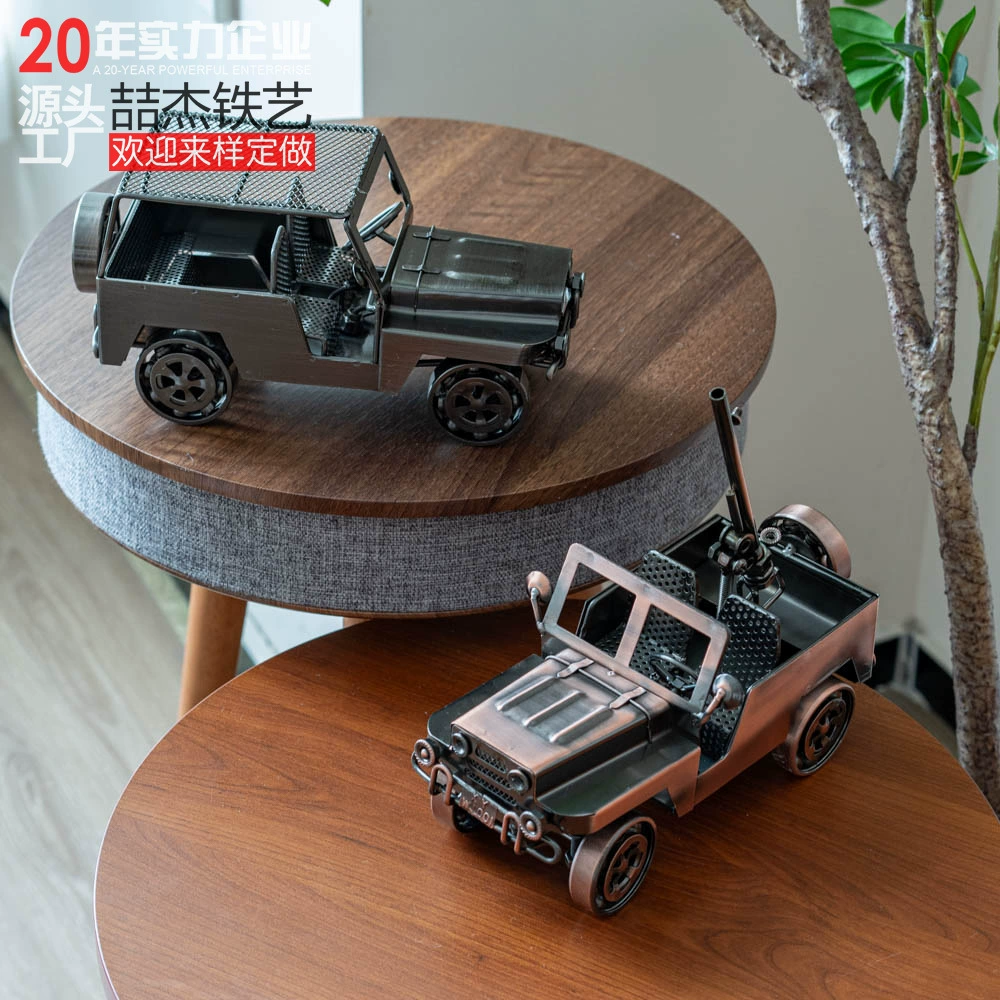 Металлические гальванические поделки украшения для дома формы настольные украшения винный шкаф книжный шкаф джип модель