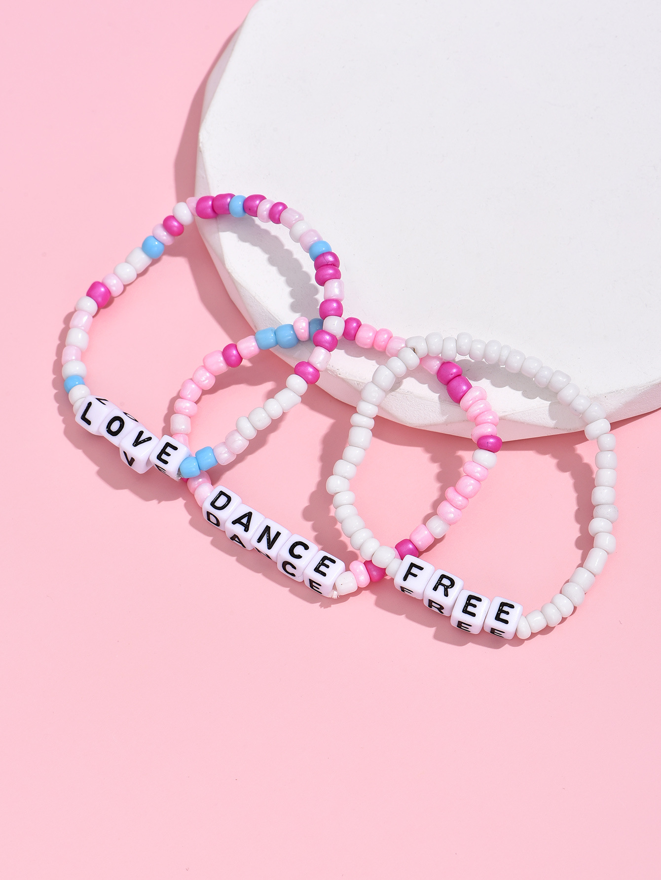 Ethnic Style Letter Plastic Resin Beaded Bracelets 1 Set