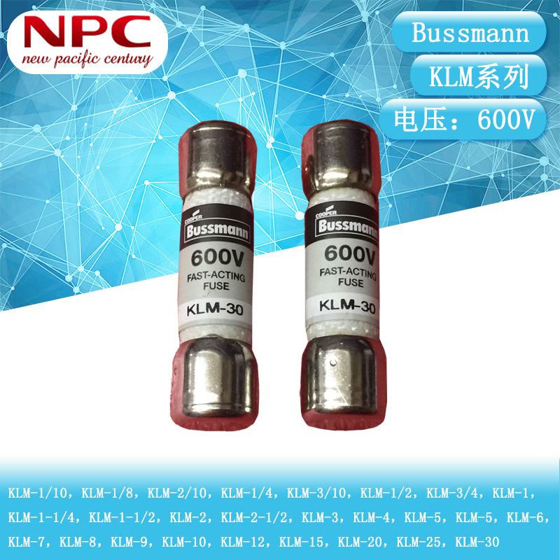 BUSSMANN快速熔断器 KLM-25 25A 600V 10*38 陶瓷保险丝