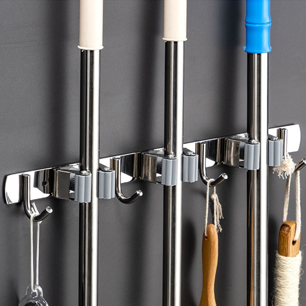 Broom Hook Holder Wall Mount Mop Organizer Holder Stainless