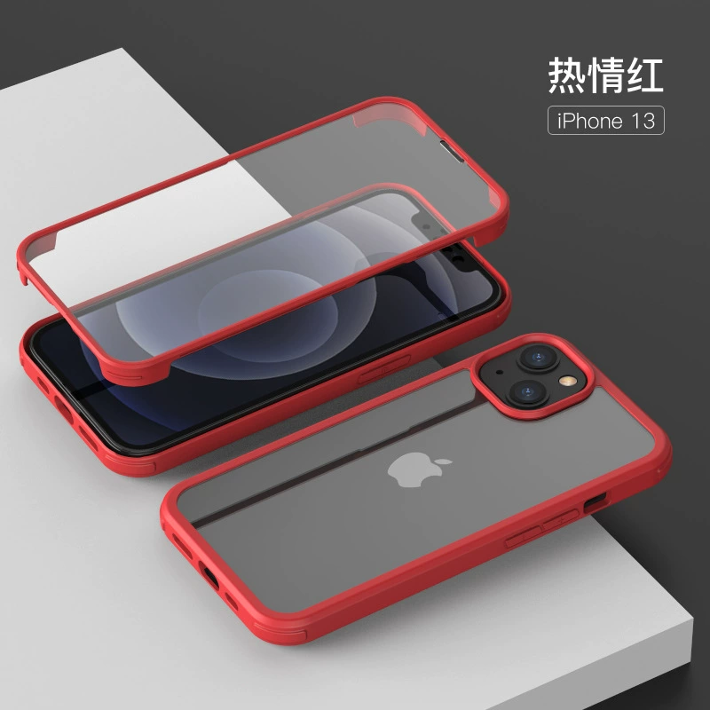 Защитный стеклянный чехол для телефона (Apple iPhone), двухсторонняя защита, ударопрочная рама TPU