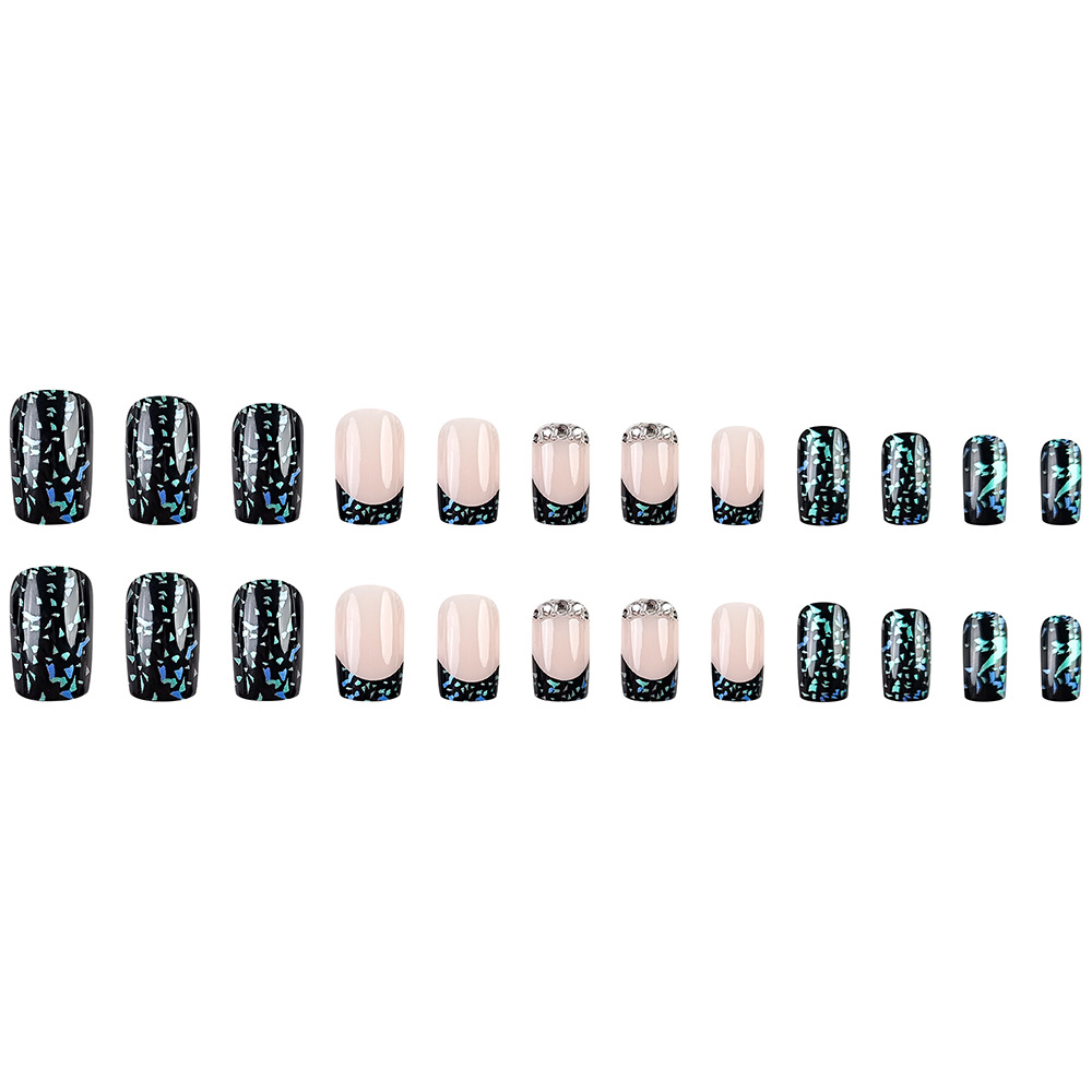 Ventas transfronterizas calientes multi-color parche de uñas lujosas puntos de perforación francesa tinta de uñas falsas piezas móviles para usar uñas