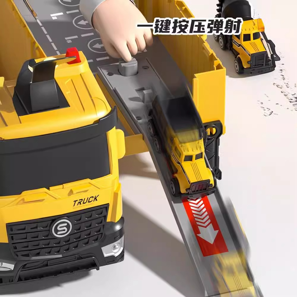 Large children's container truck, large construction excavator crane, transformable storage boy car model