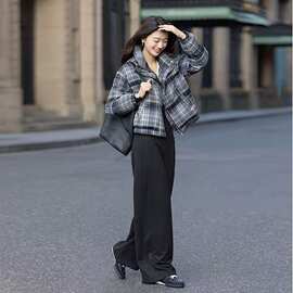 2026复古格子宽松立领小个子保暖棉服女短款学生外套冬季新款加厚