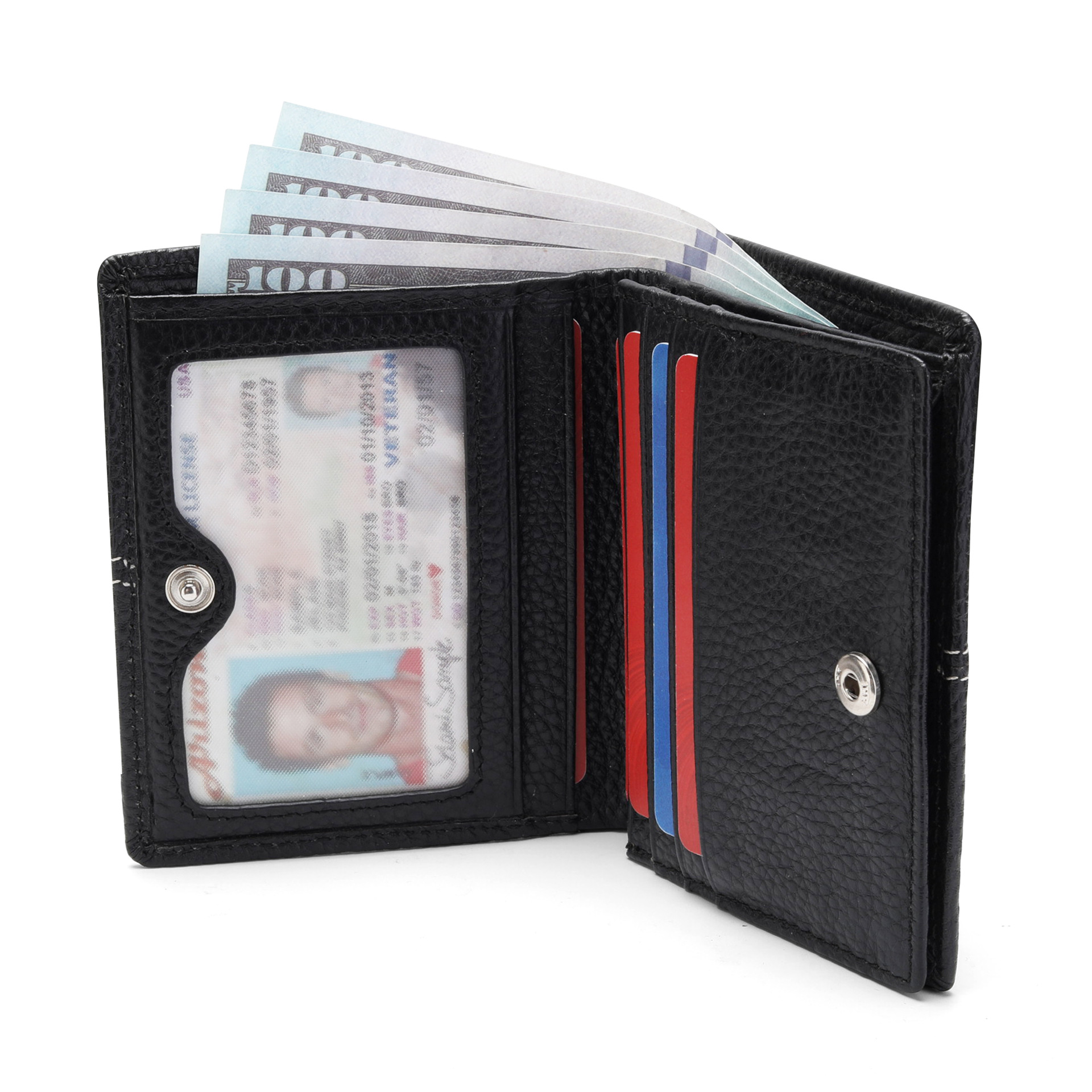 Cartera de cuero de primera capa simple transfronteriza Cartera de cuero suave con estampado de lichi a presión para hombres Cartera corta para hombres de negocios