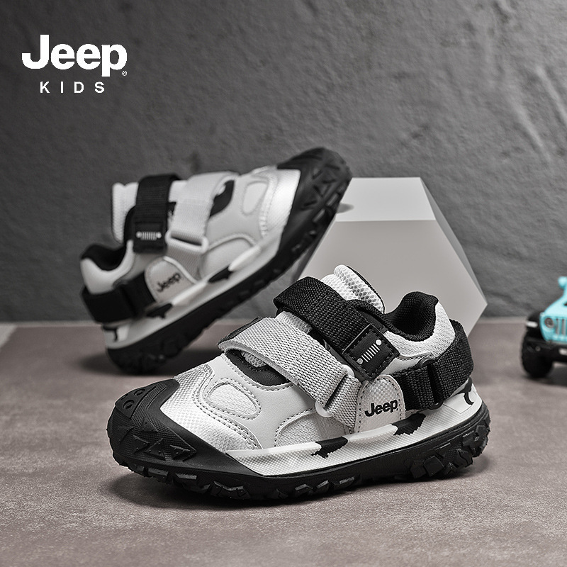 Jeep童鞋2025冬季新款皮面防水防滑男童运动鞋便捷魔术贴女童跑步|undefined