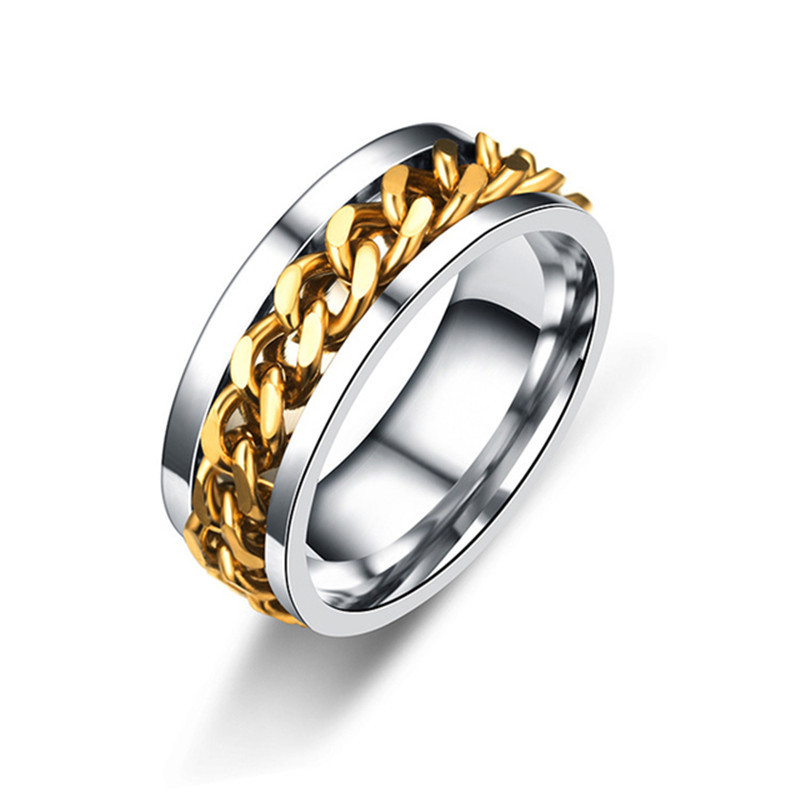 Simple Style Geometric Titanium Steel Chain Men's Rings display picture 8