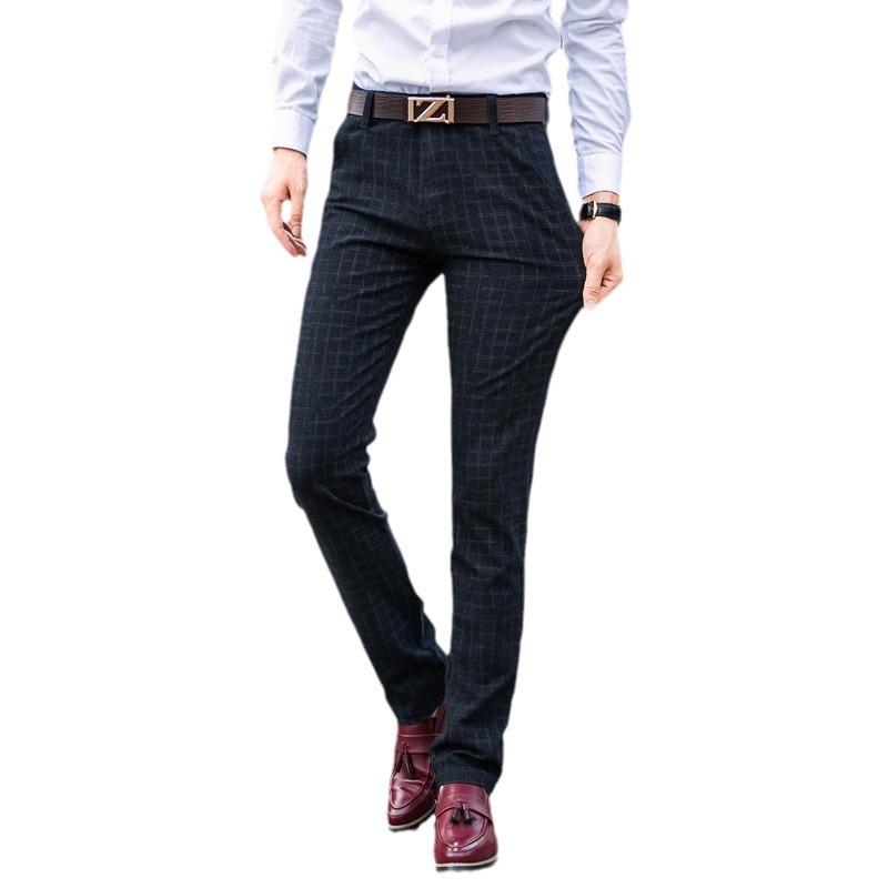 Men's Plaid Cotton-Linen Casual Pants Image 1