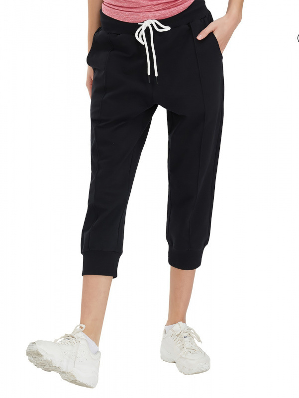 V 11597 Drawstring cropped yoga capris drawstring sports cropped yoga pants