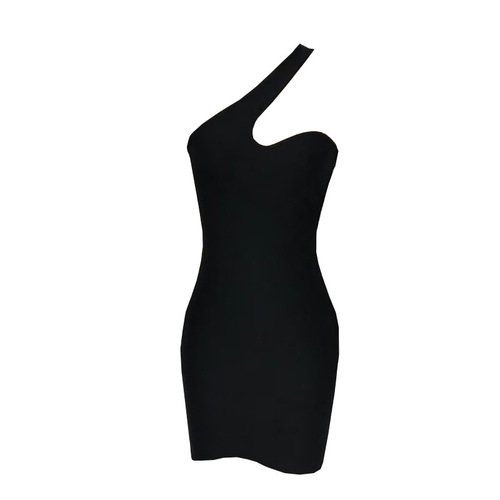 Women's Summer Single Shoulder Elastic Tight Asymmetrical Nightclub Party Off-the-Shoulder Bandage Mini Dress Cross-Border Supply