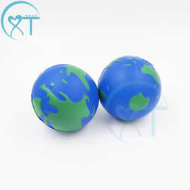 厂家跨境63mm解压发泄球pu球发泡玩具喷漆地球海绵压力球印制logo