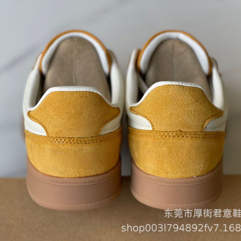 春秋款~复古风休闲运动鞋圆头系带舒适简约跑步鞋平底拼色德训鞋|undefined