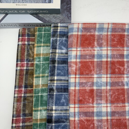Fleece-lined shirt jacket, grid fabric 21-count twill brushed grid fabric, printed pattern rendering grid fabric