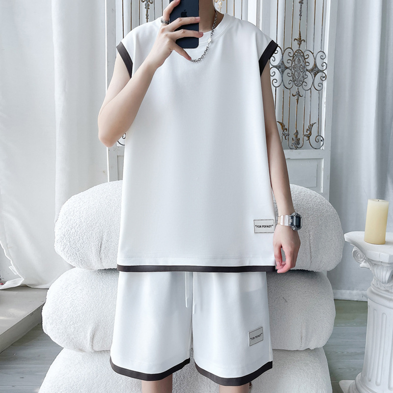 Basketball-Sportanzug im amerikanischen Stil für Jungen, ärmelloses Sommer-T-Shirt für Jugendliche, schnelltrocknendes Jersey aus Eisseide, Laufweste_voghion.com
