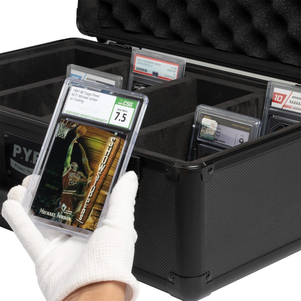 Tarjeta de estrella Bao Ke Meng caja de almacenamiento tarjeta ranura vertical PSA calificación tarjeta BGS con bloqueo Tarjeta de ladrillo maleta al por mayor