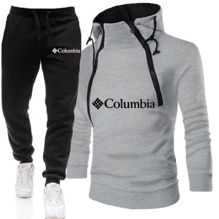 Ebay Spring & Fall New Fashion Placket Double Zipper Cardigan Contrasting Color Hooded Jacket Men's and Women's Sweatshirt Trendy Brand Suit