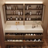 Горячая слябная плита среднего возраста горячая кривая бесшовная интегрированная бассейнская шкаф для ванной комнаты. Раковина для ванной комнаты новый стиль