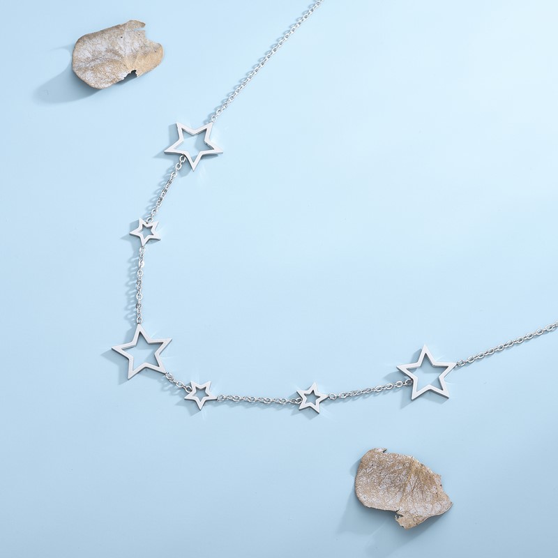 Elegant Lady Star Titanium Steel Plating Necklace_colorza_5