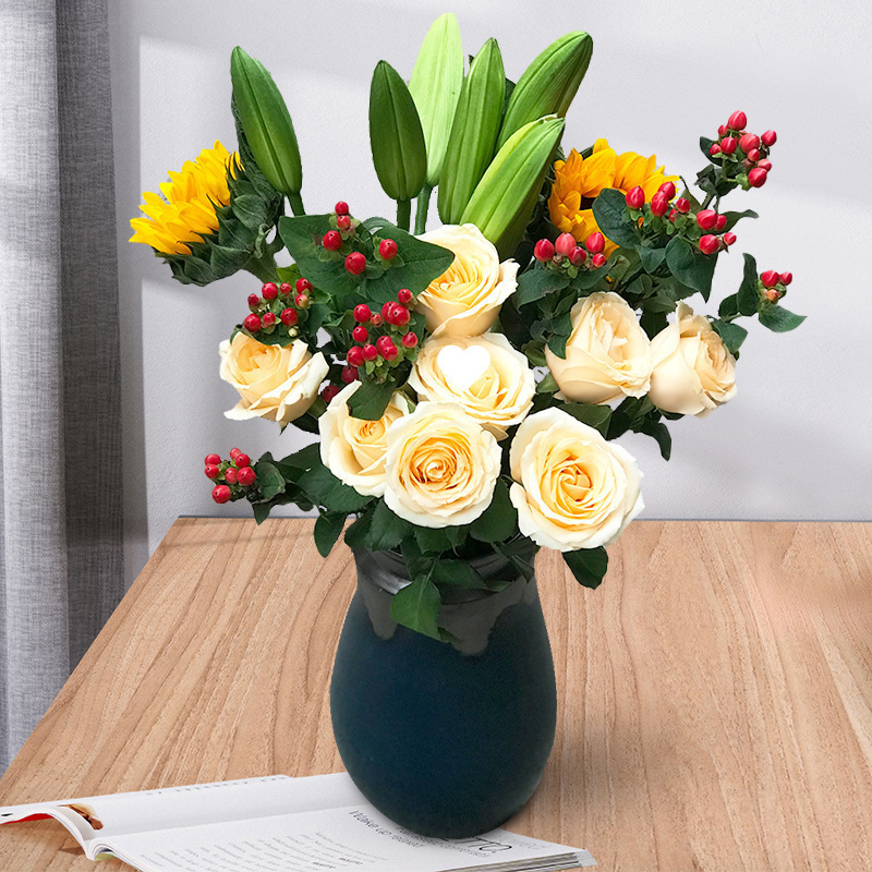 玫瑰花鲜花云南昆地批直发百合向日葵红豆家用鲜切水养插绢花|undefined