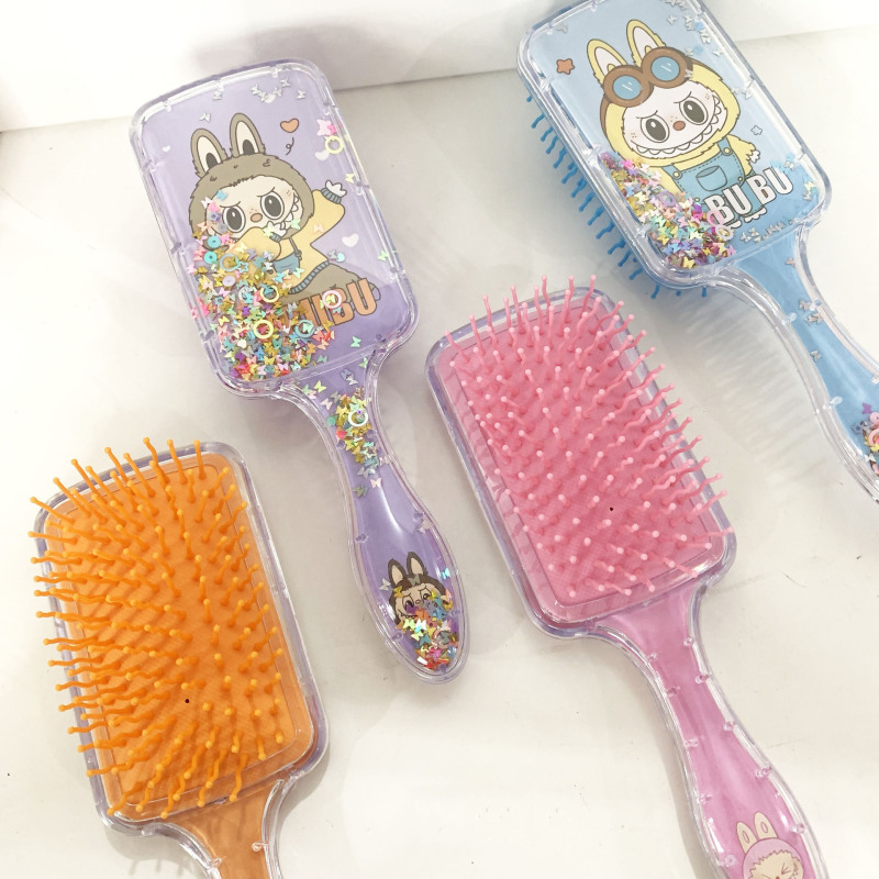 ネットセレブ人気ラブブコーム、ガーリーで高見えするLABUBUスパンコール流砂ヘアコーム、マッサージコーム、外国貿易|undefined