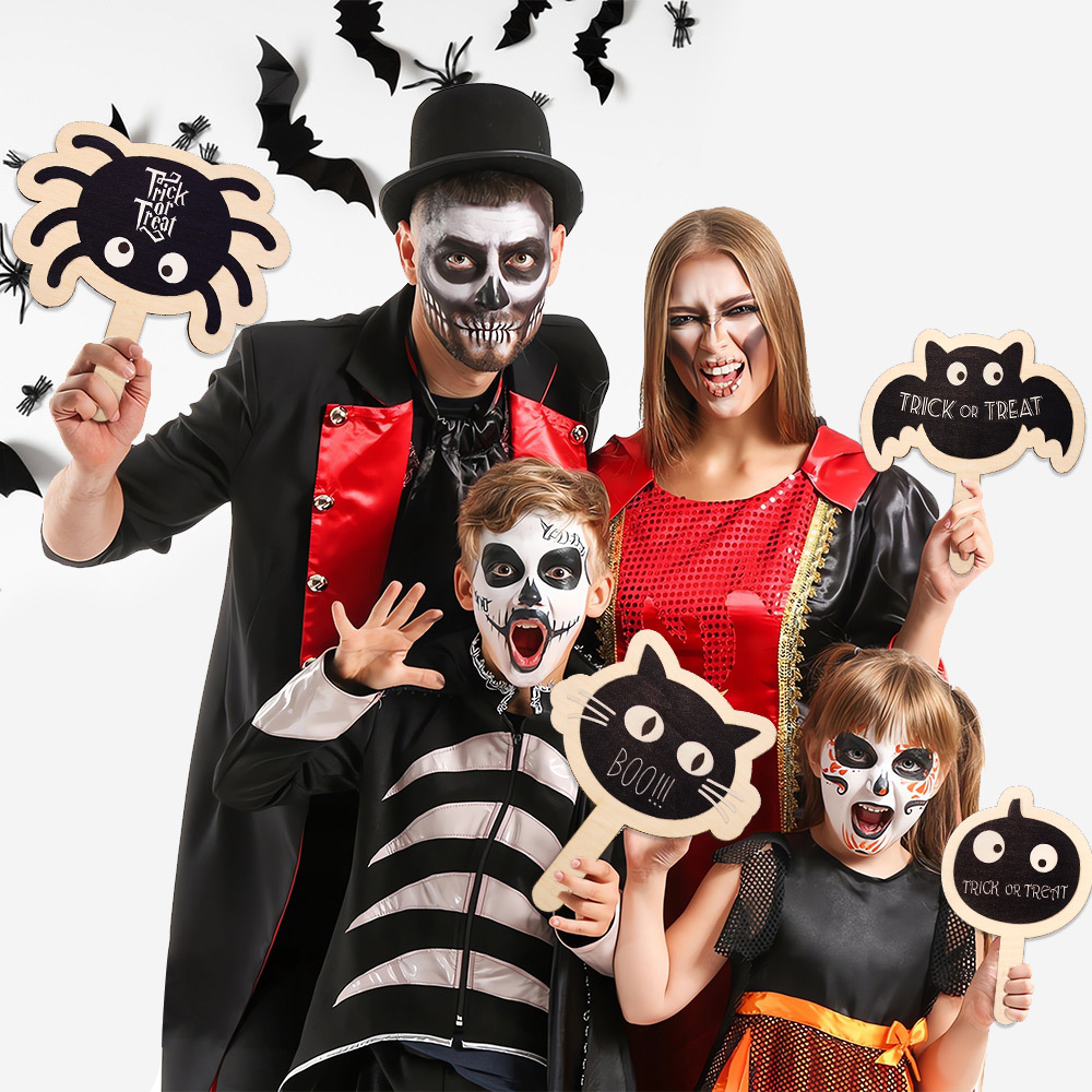 Transfronterizo nuevas decoraciones de Halloween Araña calabaza etiqueta de la mano decoración del partido divertido mano de madera de mano etiqueta de la mano