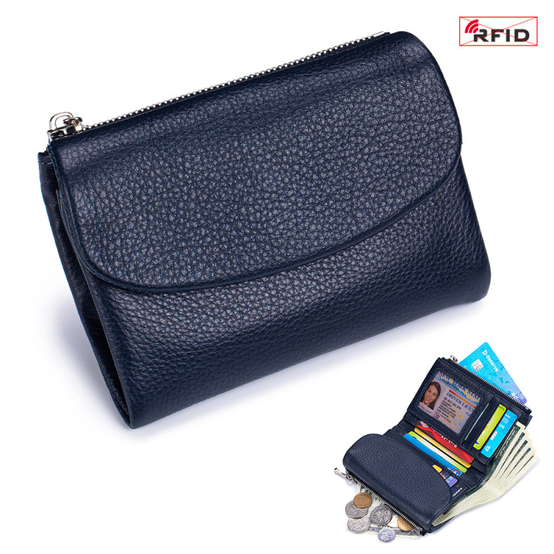本革ショートウォレット RFID ファッション ソフトレザー質感 ハンドバッグ 女性用 大容量収納バッグ 一層牛革財布|undefined