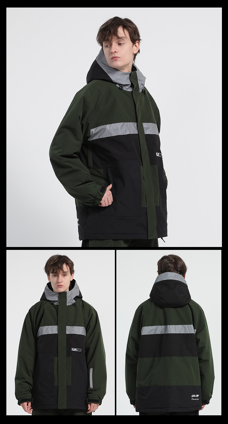 New snowsuit women's jacket warm clip cotton waterproof double board equipment reflective snowsuit men_voghion.com