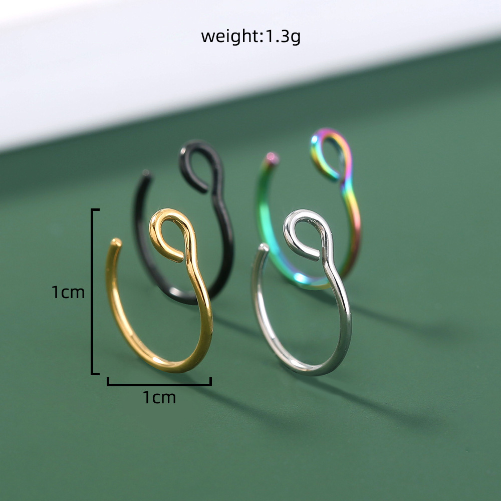 Personality Stainless Steel Fake Nose Nail Nose Hook Set Classic Non-perforated Jewelry Nose Ring display picture 5