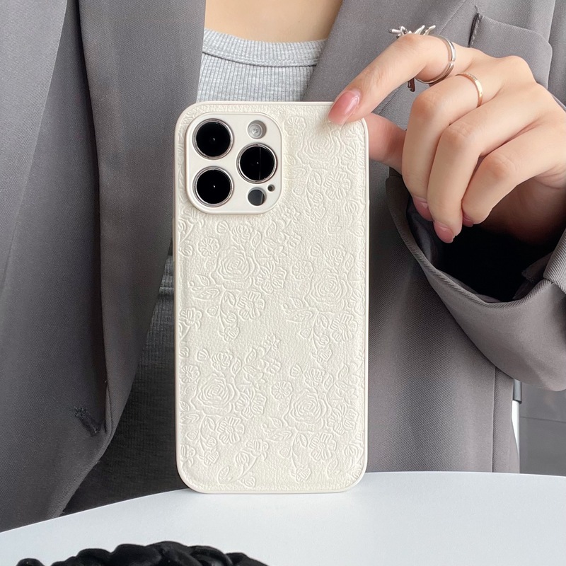 画面いっぱいの小さな花を圧印してiPhone16携帯ケースの単色シンプルなリンゴ15promax高級感を適用する|undefined