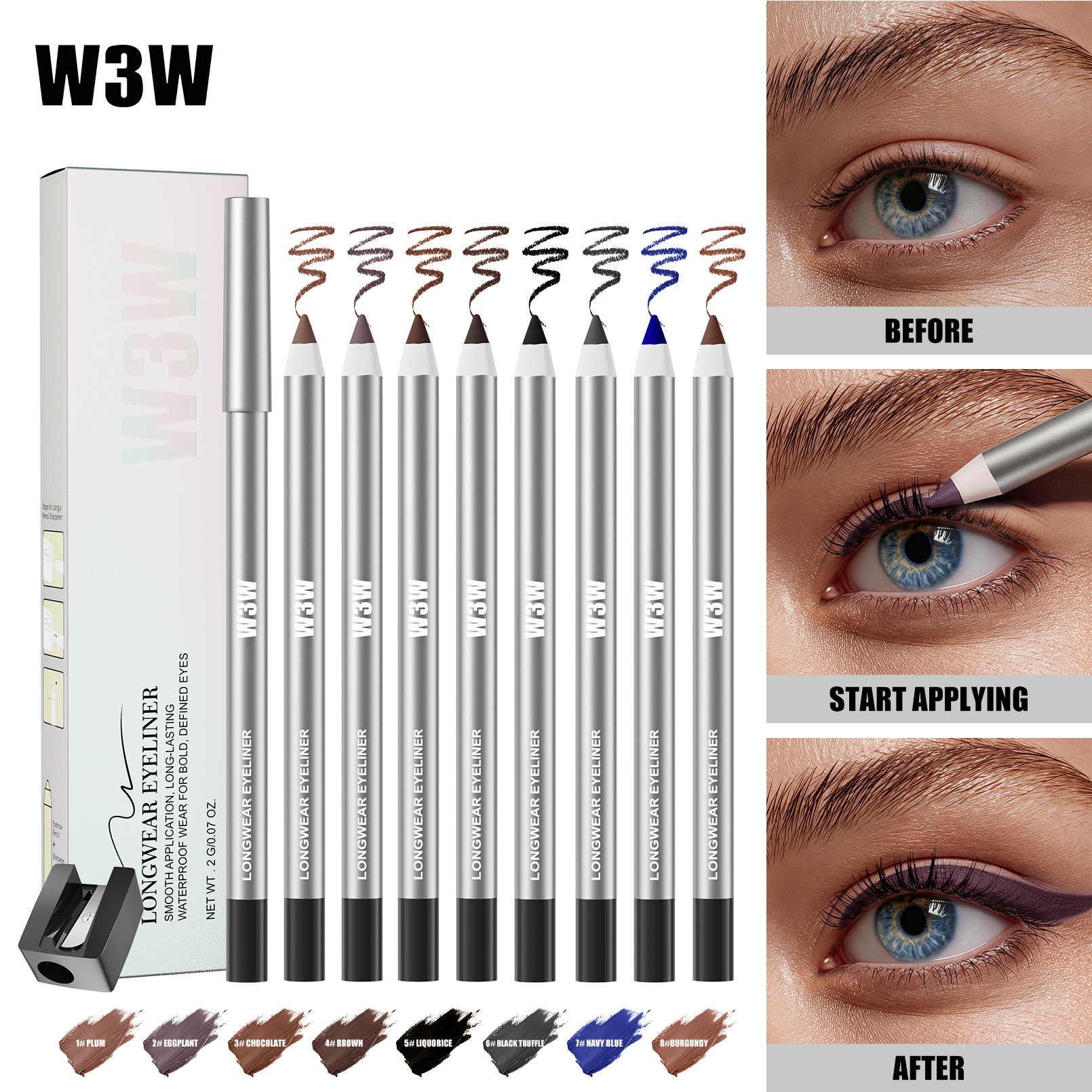 W3W Eyeliner Gel Pen Single-Color Eyeliner Pen with Color Payoff, Waterproof and Non-Smudgeable Eyeliner Gel Pen Tk Amazon