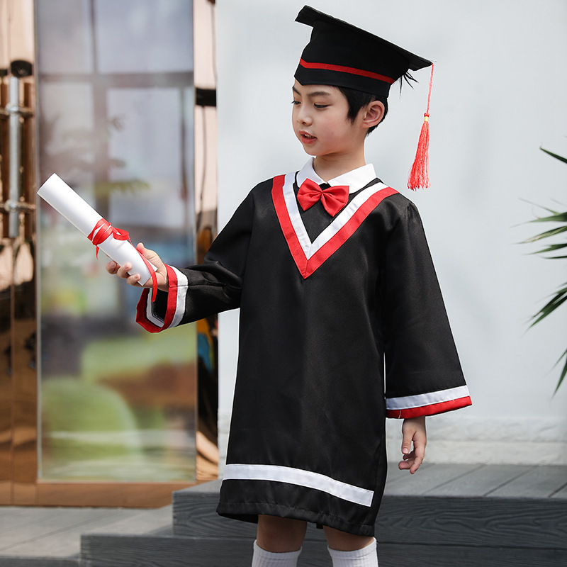 Bachelor's Gown Graduation Photo Outfit Doctoral Cap Robe Elementary School Dress Children's Korean Style College Style Graduation Photography Outfit