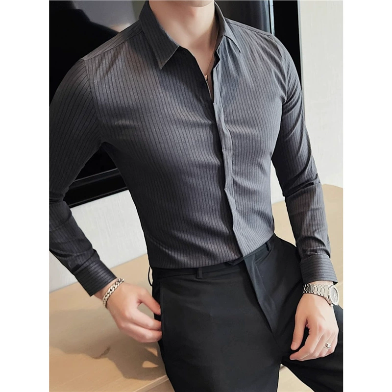 Безымянная Slim Fit рубашка - Английский/британский стиль отдыха, высококачественная классическая сорочка