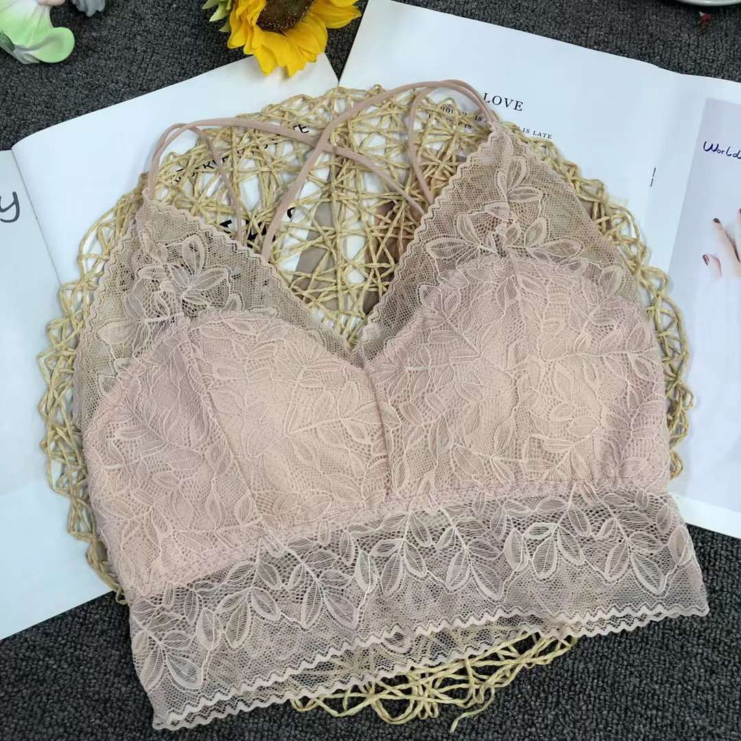 Nuevo cordón elástico de alta calidad belleza espalda chaleco las mujeres inalámbrico sexy sujetador ropa interior deportiva al por mayor