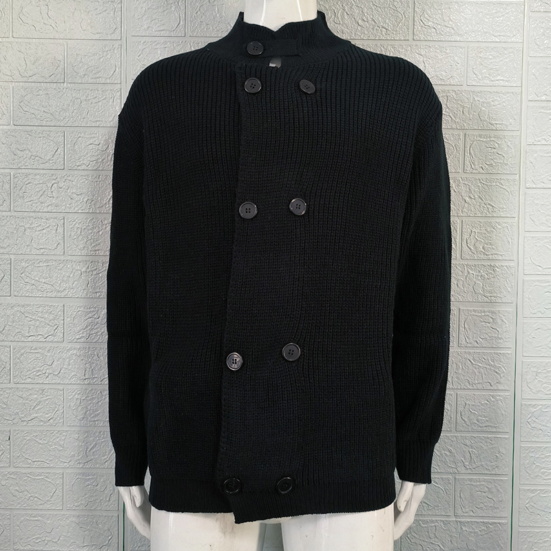 2025 New Large Size Sweater Solid Color Button Knitted Jacket Men's Clothing_voghion.com