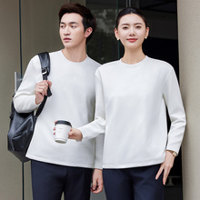 白鹅绒保暖白色圆领T恤男女同款长袖秋冬大码宽松休闲羽绒卫衣女