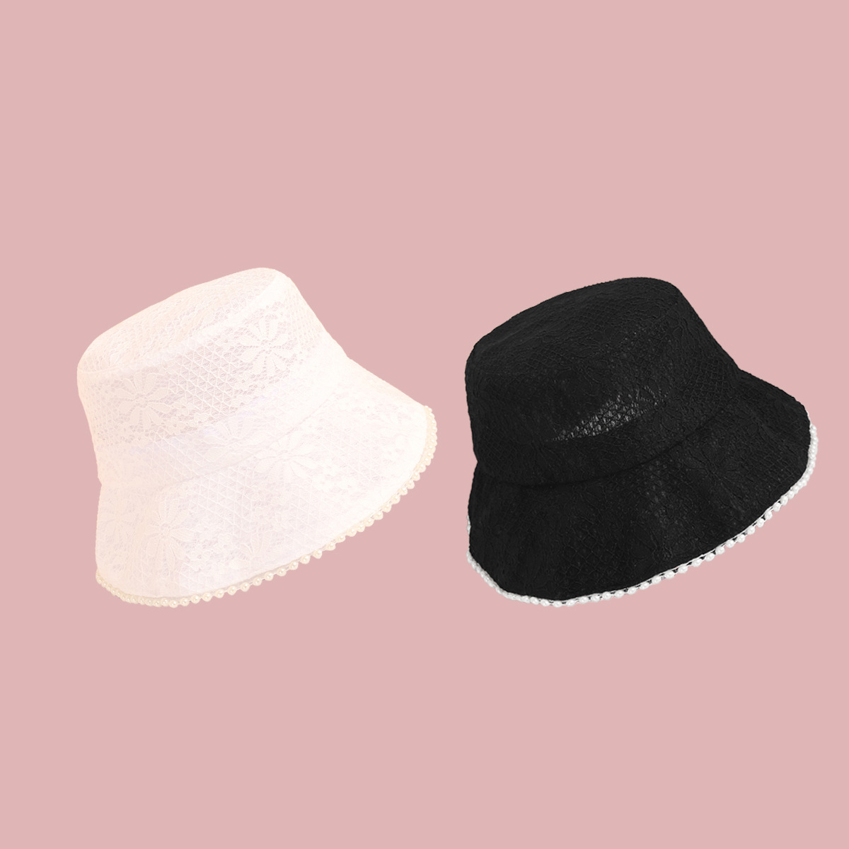 Korean Fashion Pearl Lace Fisherman Hat display picture 2