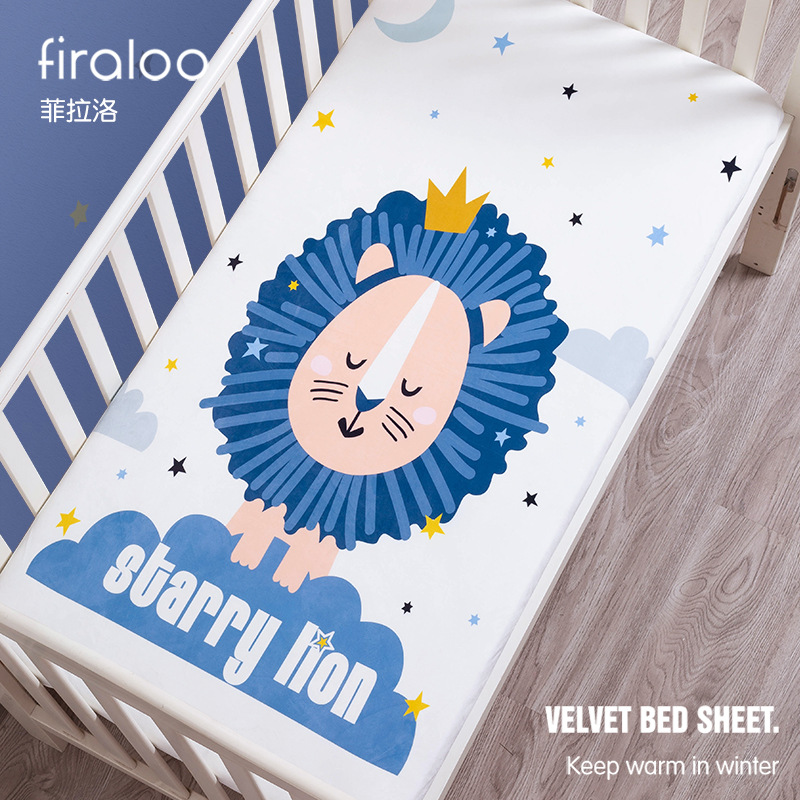 Baby crib bed hat autumn and winter washable baby stitching bedding kindergarten mattress cover children velvet bed sheet