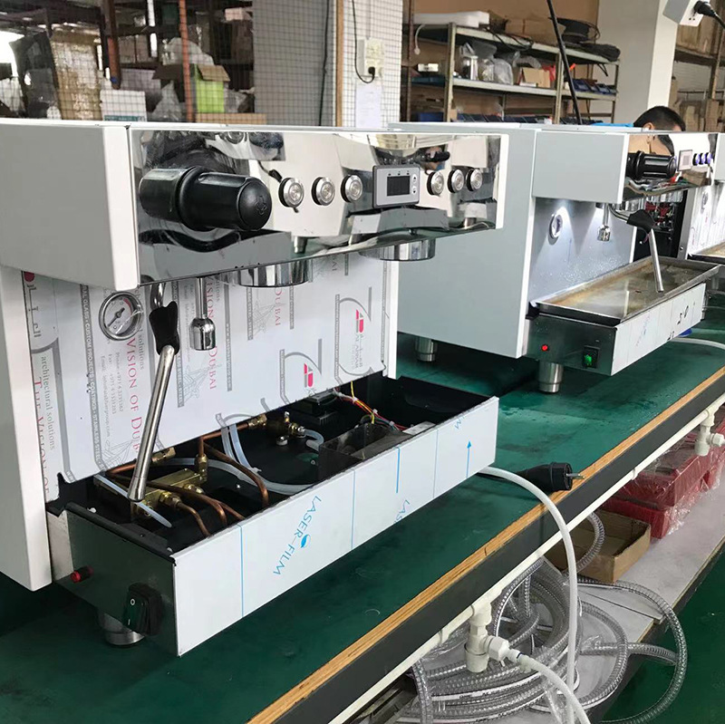 Commercial Coffee and Milk Tea Shop Double-Head Narrow Version Italian-Style Dual Boiler Rotary Pump Semi-Automatic Coffee Machine Ins Style