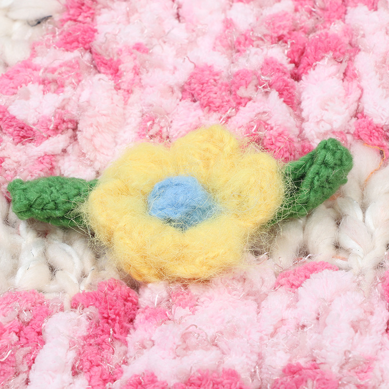 Women's Clothing retro sweater autumn and winter new women's clothing colorful handmade flowers long sleeve loose lazy knitted cardigan top_voghion.com