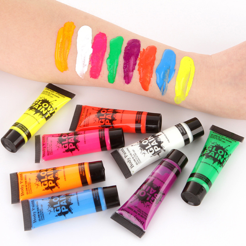 Actualizar 10ml color de la cara luminosa pintura fluorescente pintura corporal traje de color de la cara fluorescente bola de color maquillaje
