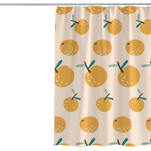 New Amazon E-commerce Cartoon Orange Waterproof Shower Curtain Fresh Digital Printed Mildew-Resistant Polyester Bathroom Shower Curtain