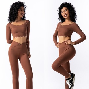 Autumn and Winter Yoga Long Sleeve Design High Elastic Tight Breathable High Strength Training Pilates Running Fitness Two-Piece Set