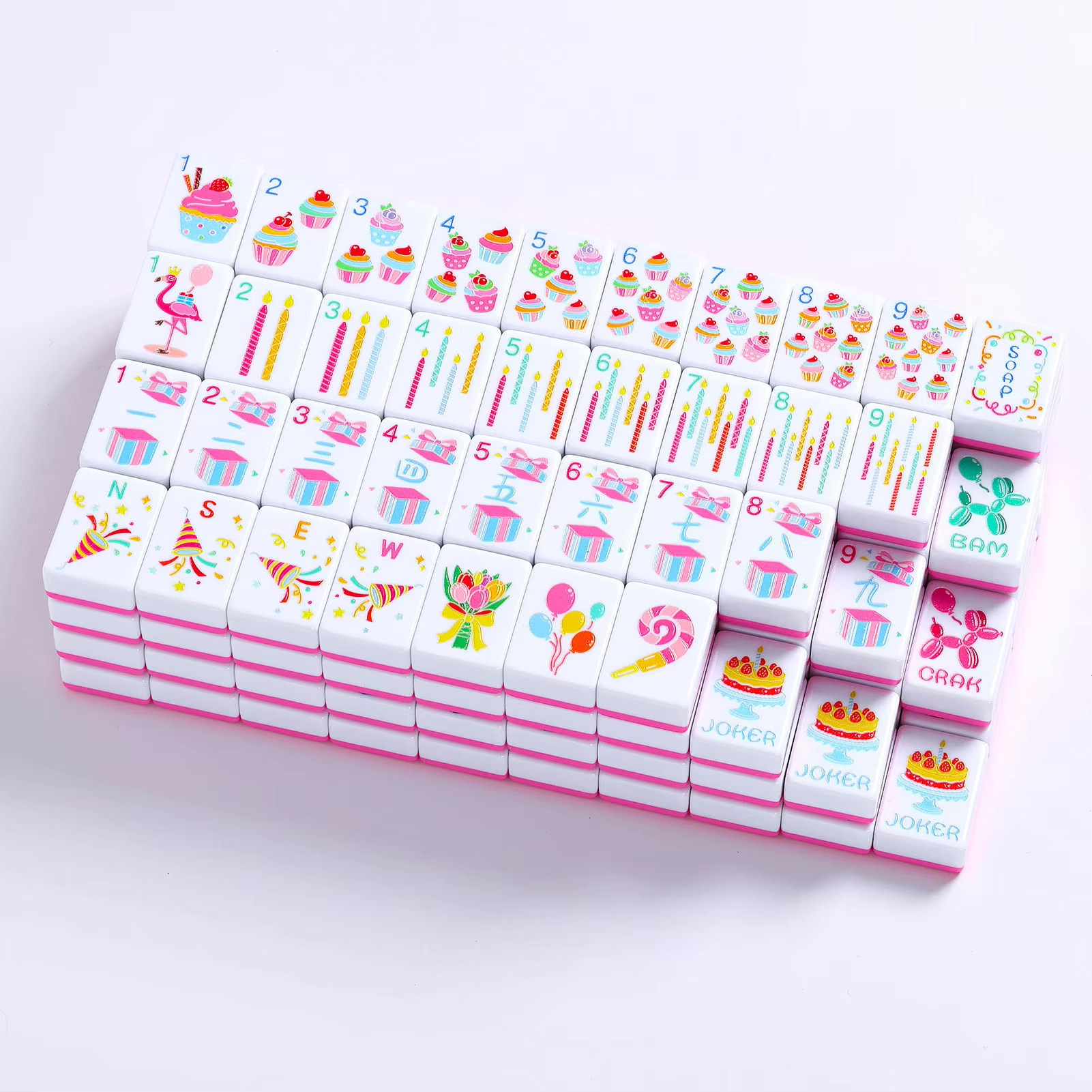 Rose pink American Mahjong, hand-crafted mini mahjong, double-layer melamine, color-blocked, European and American style